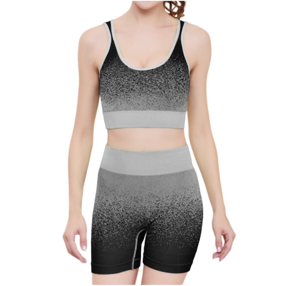 Abomasnow Women 2 Piece Workout Sets High Waisted Biker Shorts with Pockets Built in Bra Racerback Tank Tops