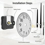 6Pcs Quartz DIY Wall Clock, Clock Numerals Kit, Movement Mechanism Battery Operated Clock Motor Kit with 6 Different Pairs of Hands for DIY Clock Repair Parts Replacement