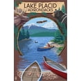 thumbnail image 2 of Art.com Lake Placid, New York - Adirondacks Canoe Scene Stretched Canvas Print Wall Art by Lantern Press, 16" x 24", 2 of 4