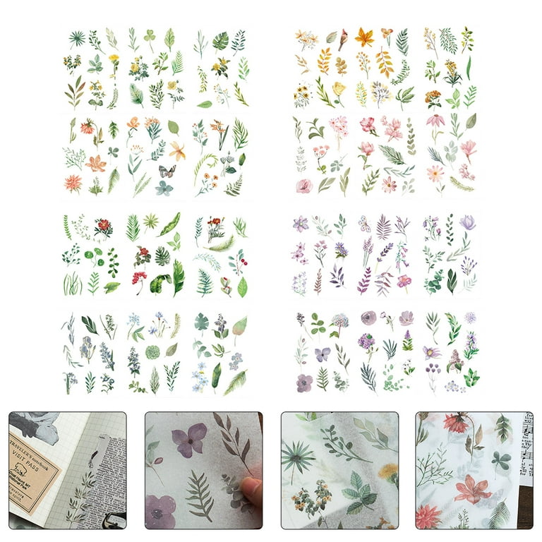 24 PCS Flower Stickers Plant Stickers Scrapbook Sticker Self
