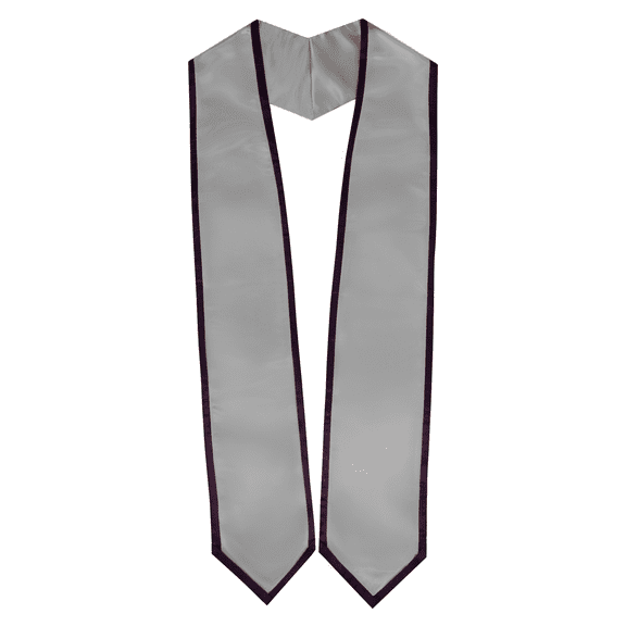 Honors Graduation Academic Stoles/Sashes with Classic End and Trim (Silver w/Black Trim)
