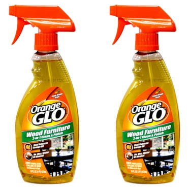 Orange Glo Wood Furniture 2-in-1 Clean and Polish Spray, 16 Ounce Pack of 2