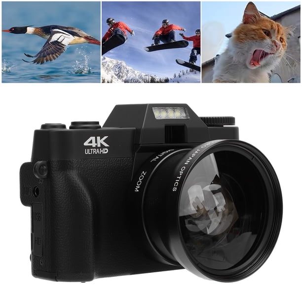 Cámara de Videocámaras de Zoom Digital de 16x, Cámara Digital 4K 3 Pulgadas Ips Táctil de 1700 Mah Batería de 270 Grados Rotacia para Fotografía