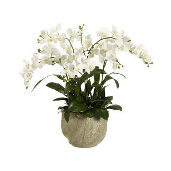 Allstate Floral 30 in. Hx29 in. Wx29 in. L Phalaenopsis Orchid in Star Pot White