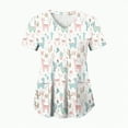 thumbnail image 2 of TOWED22 Scrubs for Women V Neck Short Sleeve Printed Tops Cartoon Pattern Plus Size Nursing with Pockets(Pink,L), 2 of 5