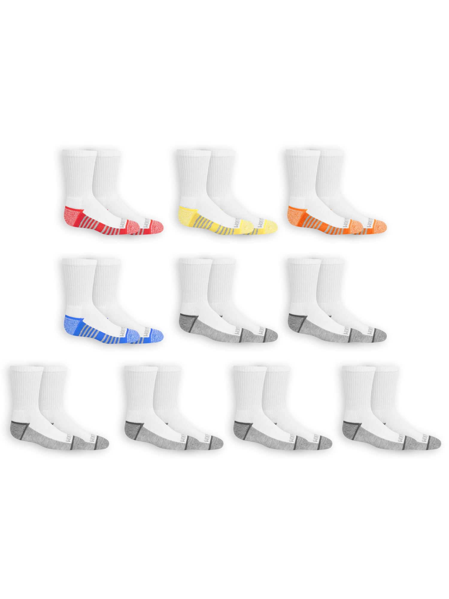 Fruit Of The Loom Boys Crew Socks, 10 Pack