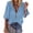 Blue, variant on Women Casual Lantern Sleeve Shirt with Zipper V Neck Loose Solid Color Top