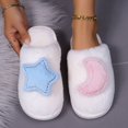 thumbnail image 2 of Cartoon Star Moon Plush Slippers for Women Winter Indoor Bedroom Warm Fuzzy Slippers Woman Soft Flat Heel Non Slip House Slides (Pink,40-41), 2 of 6
