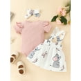 thumbnail image 5 of Baby Girl Elephant Print Short Fly Sleeve Romper +Suspender Skirts + Headband 3Pcs Set 3M 6M 9M 12M 18M, 5 of 10