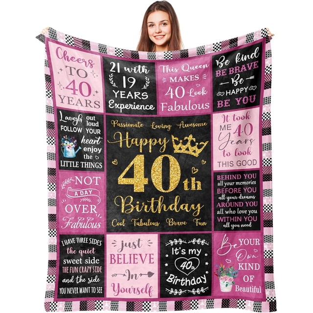 LHSHID 40th Birthday Gifts Women 40 Year Old Birthday Gifts for Women 40th Birthday Gift Ideas 40th Birthday Gifts Women Unique Gifts for 40th Birthday Woman 40th Birthday Blanket 40"x50"
