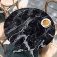 thumbnail image 2 of Black Marble Round Tablecloth, Fitted Table Cover with Elastic for 55"-60" Round Tables, Vintage Minimalism White Abstract Texture Table Cloth Outdoor Indoor Dinning Party Waterproof Tablecloths, 2 of 7