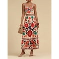 thumbnail image 5 of Womens Printed Skirt Outfits Floral Halter Crop Top A Line Maxi Skirt Casual Going Out Sets Floral XXL, 5 of 8