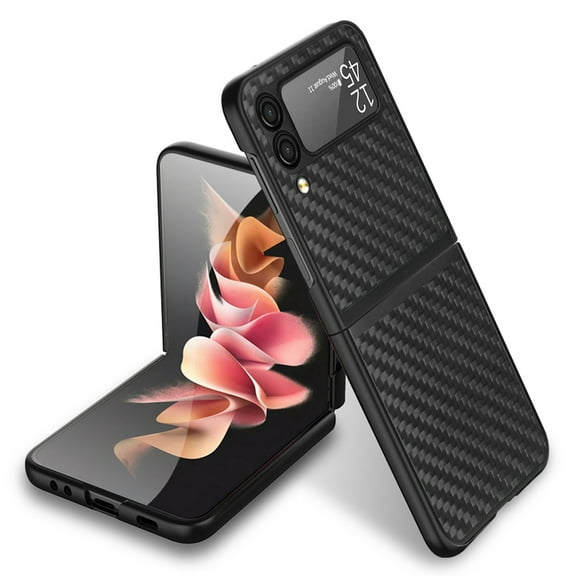 Allytech Galaxy Z Flip 3 Case, Real Carbon Fiber Ultra Slim Fit Lightweight Shockproof Drop Protection Anti-Scratch Phone Case Cover for Samsung Galaxy Z Flip 5G, Black
