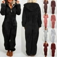 thumbnail image 2 of Utoimkio Clearance Women's Long Sleeve Zipper Hoodie Jumpsuits for Women Winter Warm One Piece Pajamas Outfits Winter Casual Soft Plush Warm Rompers Home Sleepwear, 2 of 6