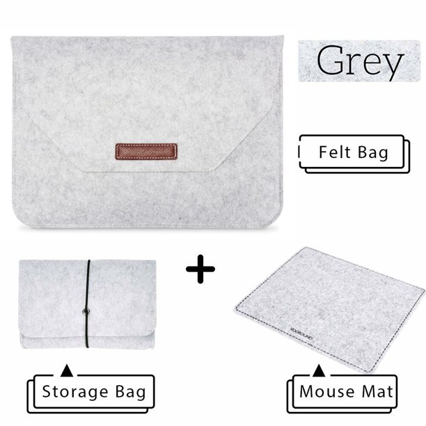 Funda de fieltro de lana para ordenador portátil, funda de 11, 12, 13 y 15 pulgadas para Macbook Air Pro, MateBook con alfombrilla de ratón o Power Mini-Pack de regalo Fivean unisex