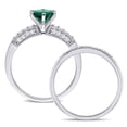 thumbnail image 4 of Everly Women's Created Emerald 10k White Gold Bridal Set, 4 of 8