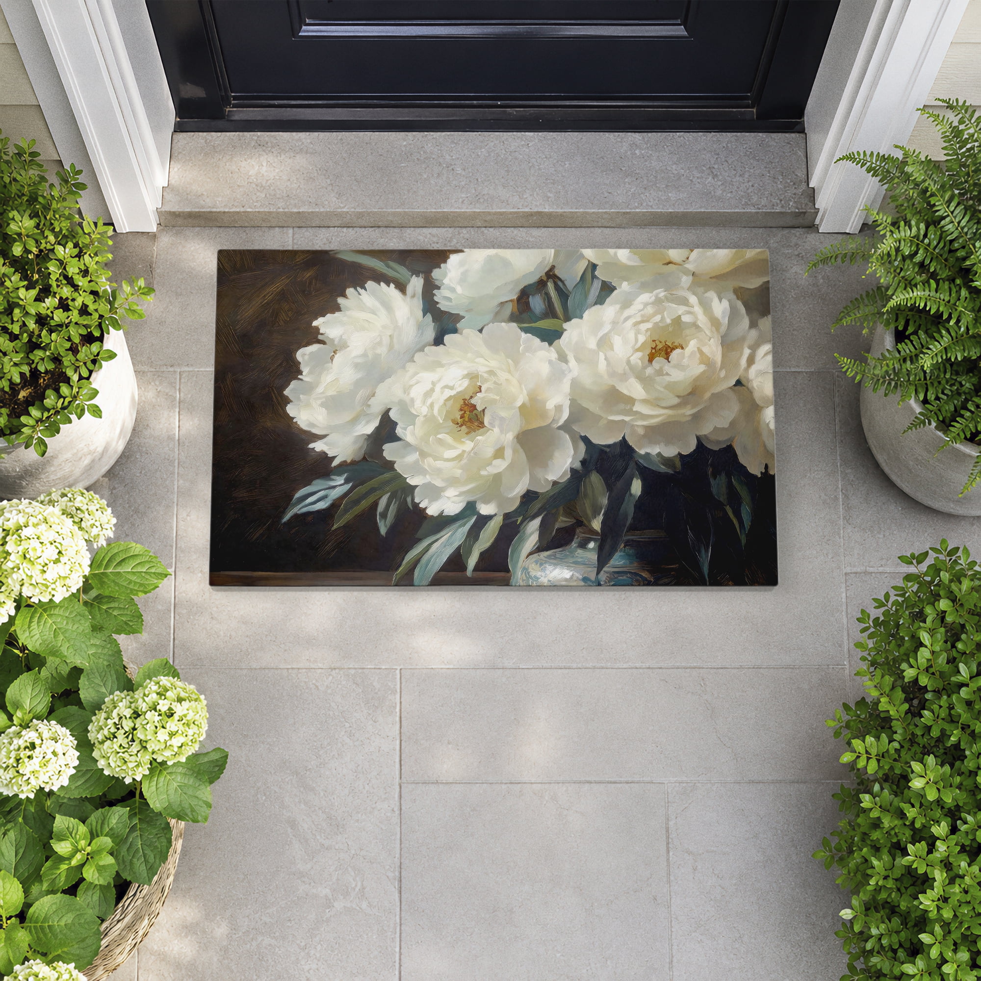 Stupell Industries Large Moody Floral Vase Printed Outdoor Door Floor Mat, design by Petals Prints Design