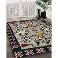 thumbnail image 3 of Ahgly Company Machine Washable Indoor Square Abstract Burgundy Brown Area Rugs, 4' Square, 3 of 7