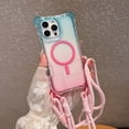 thumbnail image 3 of Decase Compatible with Apple iPhone 15 Pro Max Gradient Mag-Safe Case,Shock-Resistant Rugged PC+TPU Protective Cover,Dual-Layer Anti-Scratch Transparent Magnetic Case with Strap Lanyard,Bluepink, 3 of 11