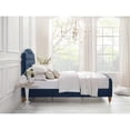 thumbnail image 4 of Calliope Bed Navy Velvet Twin Diamond Tufted Headboard and Footboard Upholstered, 4 of 13