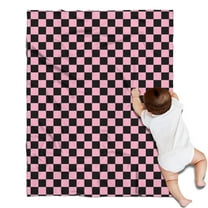 Black and Pink Checkerboard Pattern Blanket,Comfortable Soft Flannel Throw Blanket,All Season,Warm Lightweight Blankets for Sofa Bed Couch Living Room Chair,30"x40"