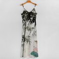 thumbnail image 5 of Chinese Ink Painting Bamboo Sleeveless Dress Women's Evening Dress Womans Clothing, 5 of 9