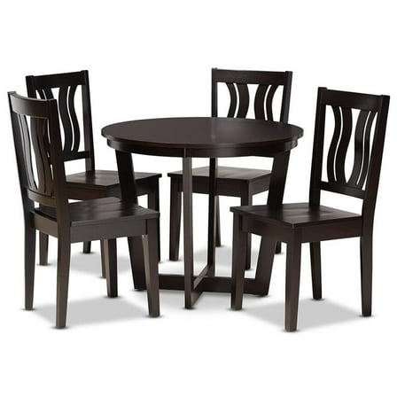 Bowery Hill Transitional Dark Brown Finished Wood 5-Piece Dining Set