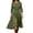Army Green, variant on Bxsruta Womens Casual Midi Dress 3/4 Sleeve Pleated Flowy Dresses for Women Crew Neck Smocked Waist A-Line Swing Dress