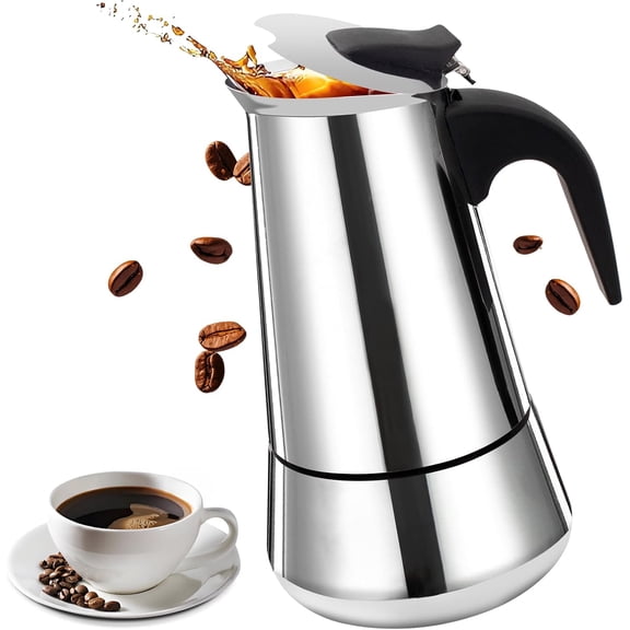 XIMEI 6-Cup Stainless Steel Moka Pot, Stovetop Espresso Maker for Classic Italian Coffee