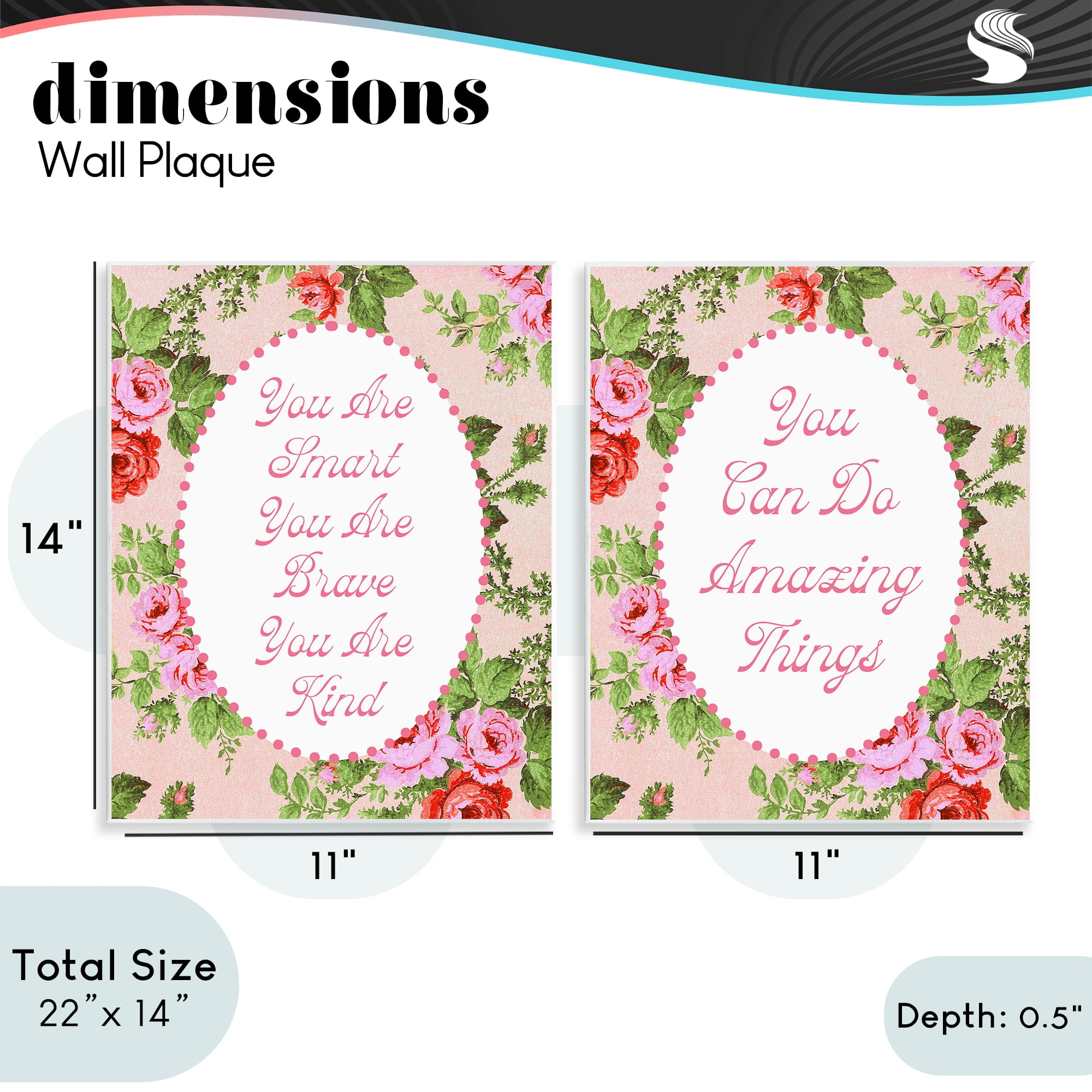 Stupell Industries Inspirations with Vintage Florals 2 Piece Wall Plaque Art Set, design by Lil' Rue