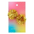 thumbnail image 3 of Rainbow Party Earrings | Mylar Pom Pom in Gold, 3 of 4