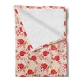 thumbnail image 2 of Botanic Soft Flannel Fleece Blanket, Meadow Flourishing Blooms Along Birds Spring Essence Revival Themed Layout, Cozy Plush for Indoor and Outdoor Use, 50" x 70", Scarlet and Ivory, by Ambesonne, 2 of 5