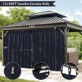 thumbnail image 3 of Pakunoda 11' X 6.5' Outdoor Curtains for 10' X 12' Gazebo, Waterproof Outdoor Privacy Curtain Panel set of 4, Navy Blue(Curtain Only), 3 of 8