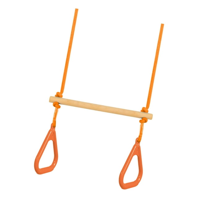 Almencla Swing Bar with Gymnastic Rings Adjustable for Family Fun Get Togethers Games orange