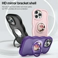 thumbnail image 2 of ELEHOLD for iPhone 16 Case, Cute Curly Wavy Shape Magnetic Small Mirror Ring Stand Women Girls Shockproof Protection Case with Strap for iPhone 16,Black, 2 of 12