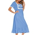 thumbnail image 4 of Defitshape Women's Short Sleeve Sleep Dress Plain Vintage Lace Frill Calf Length Cotton Victorian Nightgown Square Neck Billowy Old Fashioned Summer Soft Sleepwear Nighty Blue Medium, 4 of 5