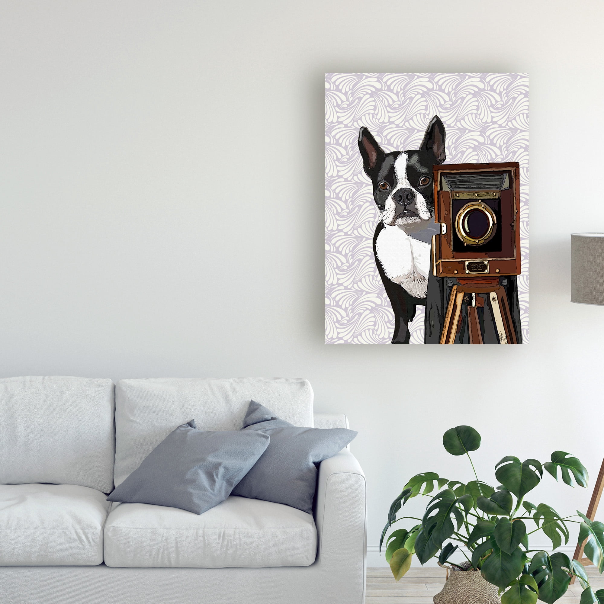 Trademark Fine Art 'Boston Terrier Photographer' Canvas Art by Fab Funky