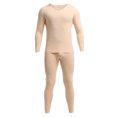 thumbnail image 3 of LUXUR Mens V Neck Top And Bottom Suits Ultra Soft Winter Long Johns Set Camel 2XL, 3 of 3