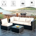 thumbnail image 5 of Costway 5PCS Patio Rattan Furniture Set Cushioned Sofa Chair Coffee Table White, 5 of 12