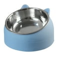 thumbnail image 1 of Cuenco de agua y comida para mascotas Bling Bling Acero inoxidable desmontable forma de gato azul, 1 of 3