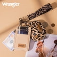 thumbnail image 3 of Wrangler Women's Western Dual Pouch Wristlet Wallet - Embroidered Boot Scroll Design with Zippered Card Holder, Leopard-Tan, 3 of 7