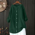 thumbnail image 4 of Yubnlvae 2025 Women's Long Sleeve Linen Shirt Loose Fit Casual Blouse | Minimalist Office & Fall Layering Piece, Green, 3Xl, 4 of 6