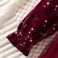 thumbnail image 5 of Girls Red Velvet Christmas Dress Long Sleeve with Tulle Skirt Star Accents Holiday Party Dress for Kidss,Size 3-4 T, 5 of 6