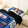 thumbnail image 4 of Castle Fairy Hockey Print Twin Comforter Sets 2pcs, Sport Minimalism Checkered Bedding Set, Blue Black,Black Reversible,1 Comforter and 1 Pillowcase, 4 of 6