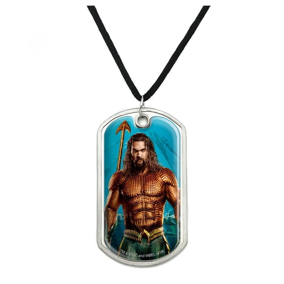 Aquaman Movie Jason Mamoa Full Costume Military Dog Tag Pendant Necklace with Cord