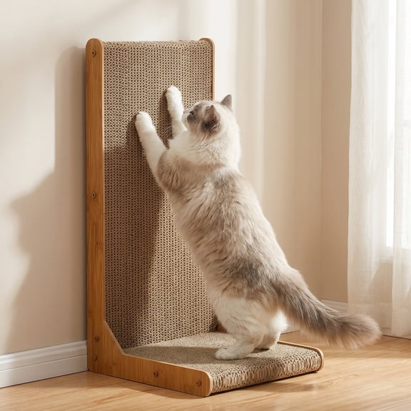 Cat Scratching Board, Durable L-Shape and Vertical Scratcher – Keeps Claws Healthy, Protects Furniture, Perfect for Indoor Cats