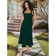 thumbnail image 2 of Womens Ruffle Square Neck Split Summer Dress Wedding Party Bridesmaid Night Out Dresses Dark Green S, 2 of 6