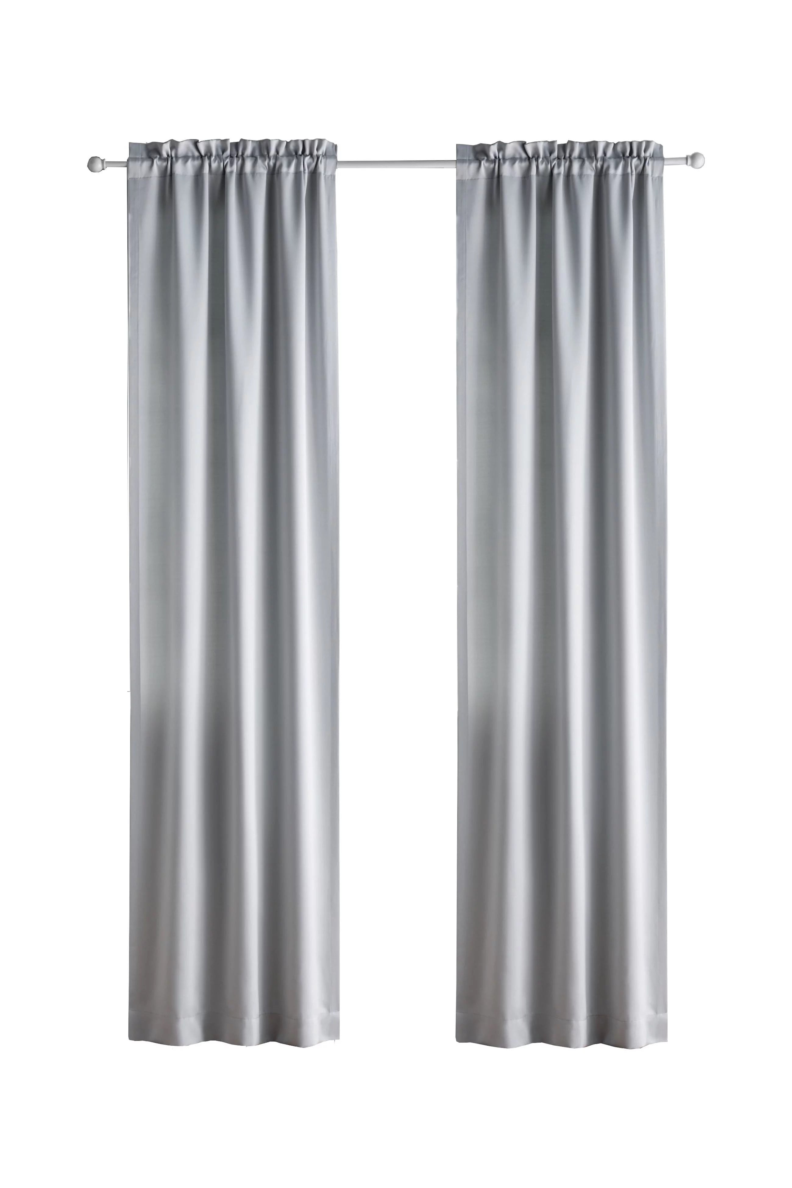 (2 pack) Your Zone Solid Blackout Rod Pocket Curtain Panel Pair, Set of 2, Silver, 30" W x 84" L