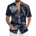 thumbnail image 1 of Camisas Oversize Hombre Camisas de para hombre, camisa hawaiana de manga corta con estampado de playa de ocio junto al mar, camisa holgada de playa de verano (Navy, XL), 1 of 4