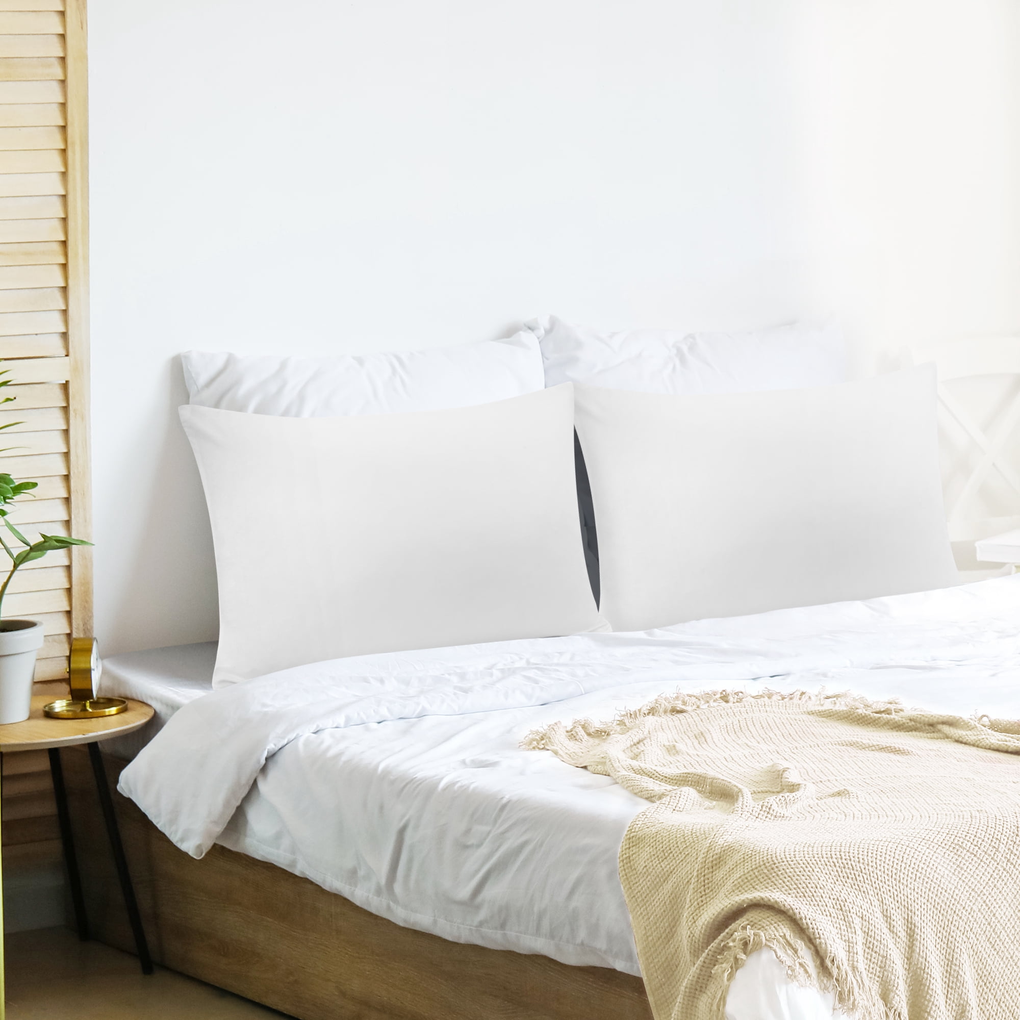 Unique Bargains 2Pc Breathable Zipper Closure Pillowcases White King